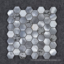 Marble and Stainless Metal American Olean Hexagon Mosaic Tile